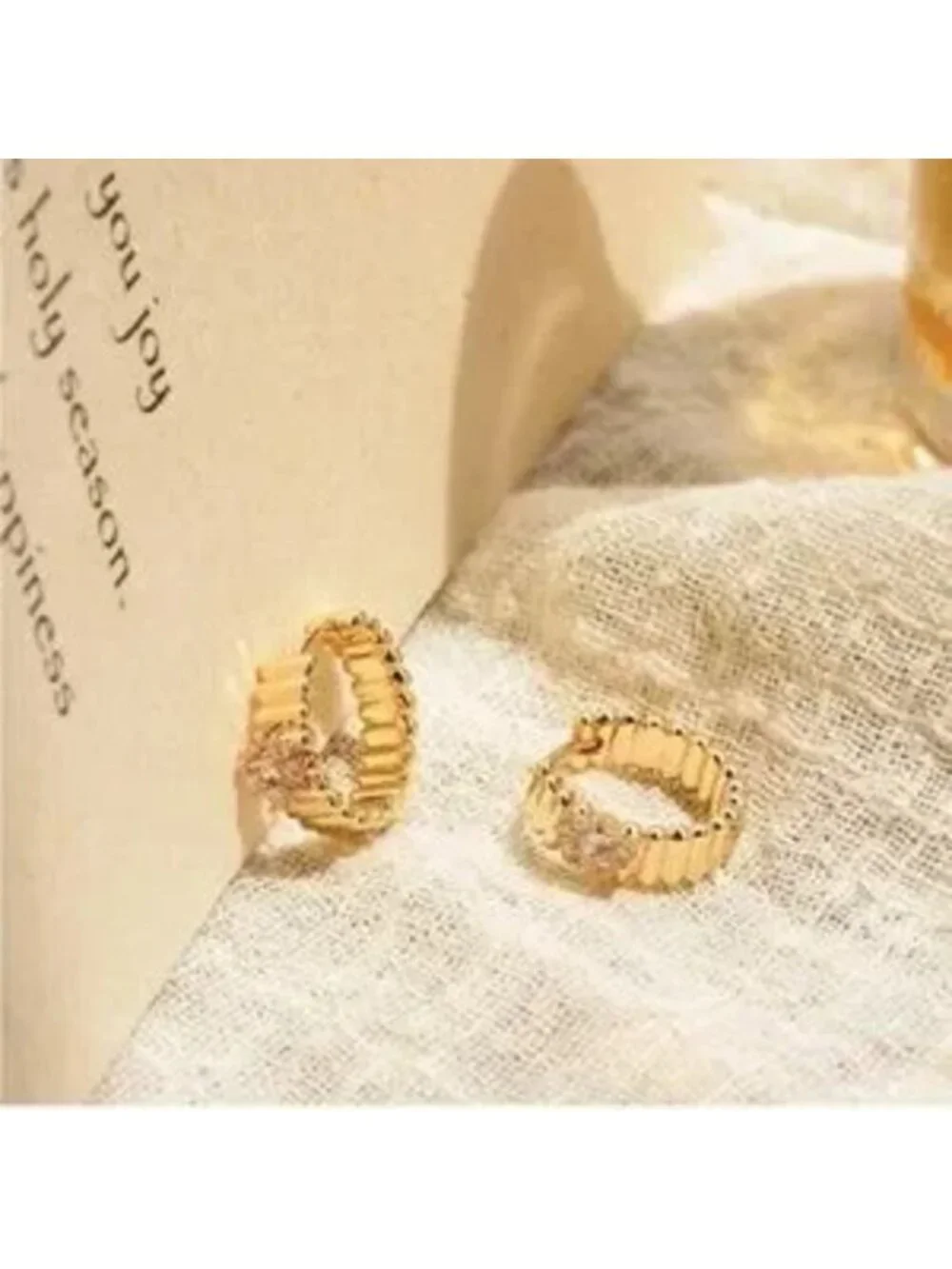 Gold 14k Gold Plated CZ Hoop Earrings